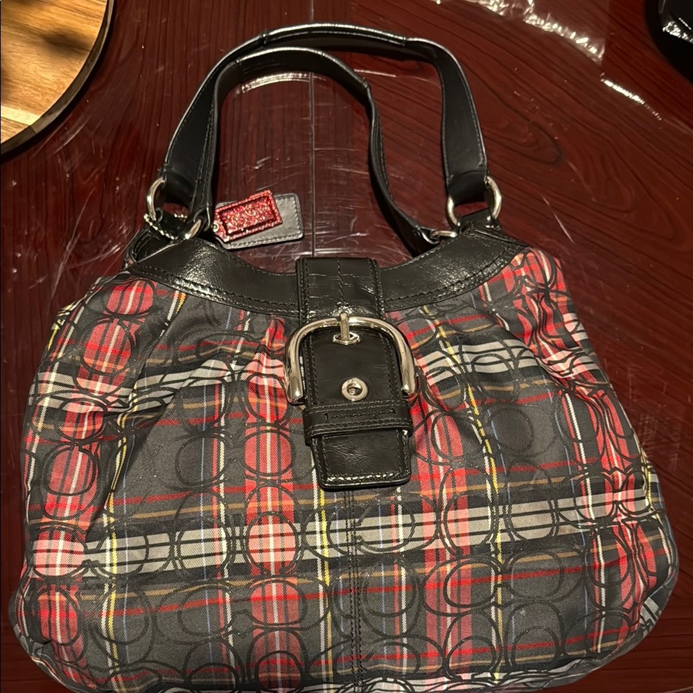Coach Black and Red Plaid Women's Bag